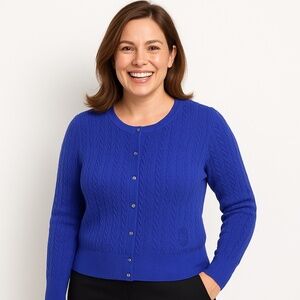 EUC Victoria’s Secret Lightweight Knit Cardigan Sweater Small Royal Blue P1